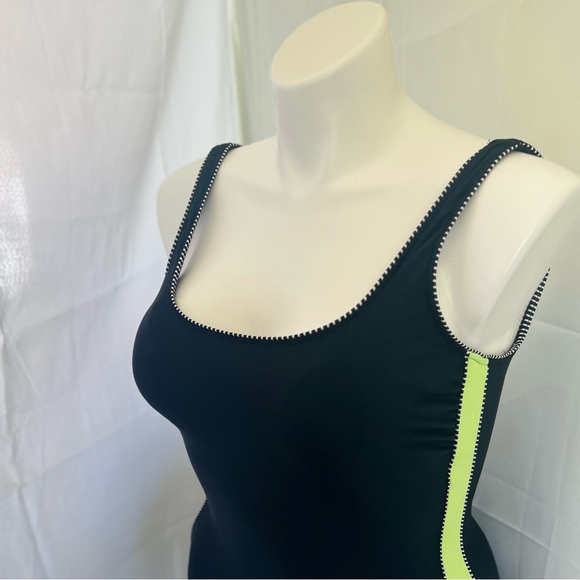 Black with Neon Green stripe One-Piece Swim Wear - Picture 3 of 3